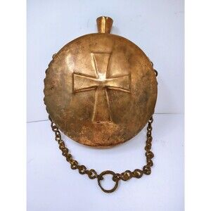 Antique Copper Military Canteen with Molded Iron Cross